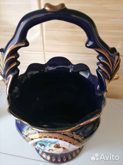 Ваза для фруктов (конфетница) кобальт