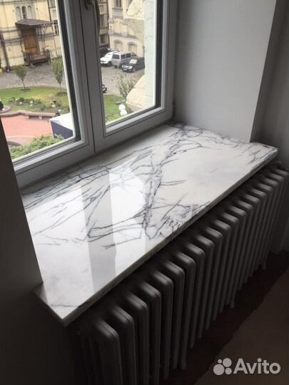 Подоконники из мрамора, гранита, акрила на заказ
