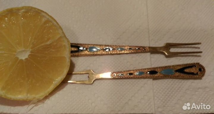 Вилка одна винтаж позолочен. серебро 875 Звезда