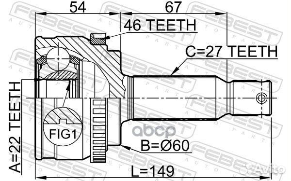 Шрус наружный 22X60X27 1210elna46 Febest