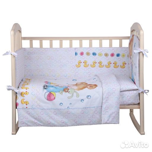 Комплект в кроватку 6 предметов Мишка, бязь №2