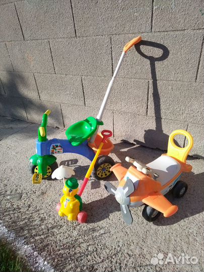 Трёхколёсный велосипед с ручкой, машинка каталка