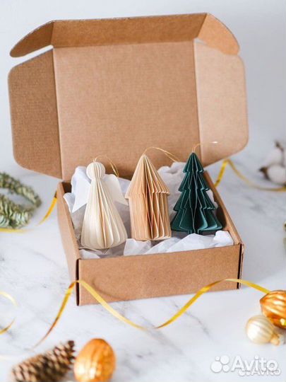 Новогодние игрушки набор из бумаги 3 шт