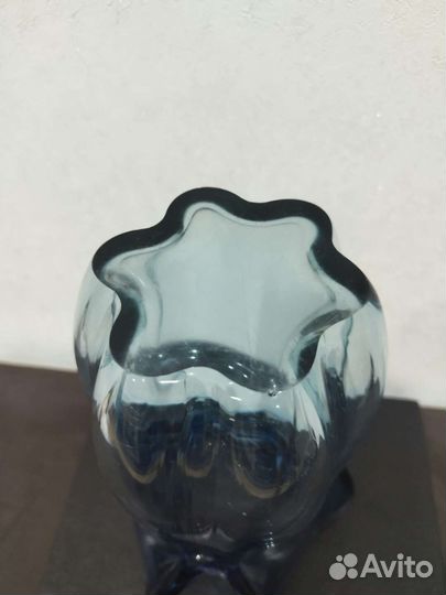 Ваза синее цветное стекло СССР