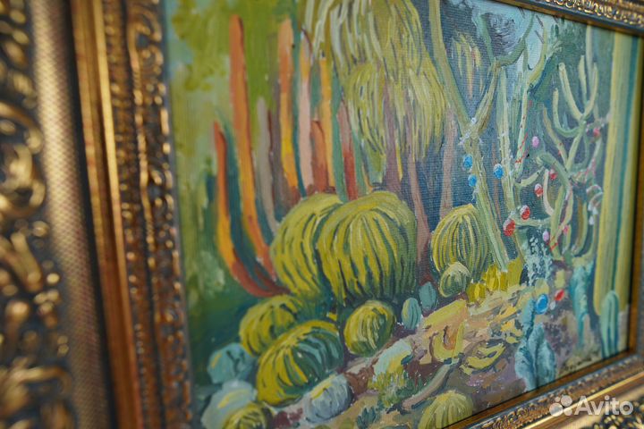 Картина маслом на холсте, пейзаж в саду с натуры