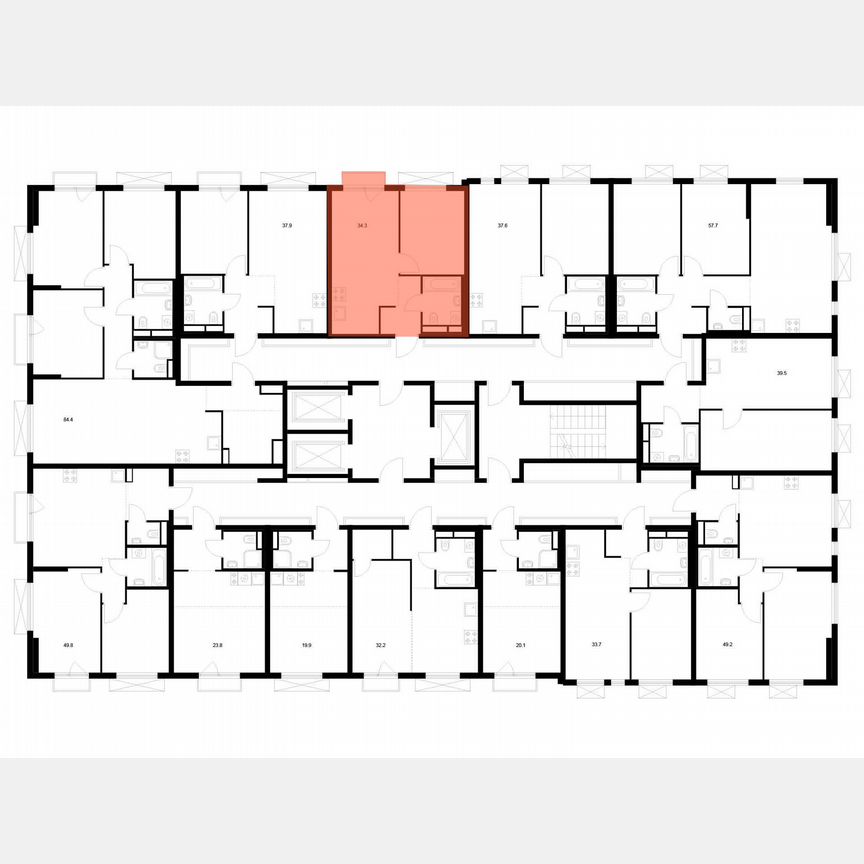 1-к. квартира, 34,3 м², 13/24 эт.