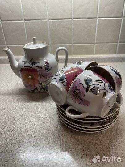 Чайный сервиз лфз СССР розовая ветка