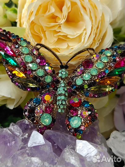 Брошь бабочка зеленая