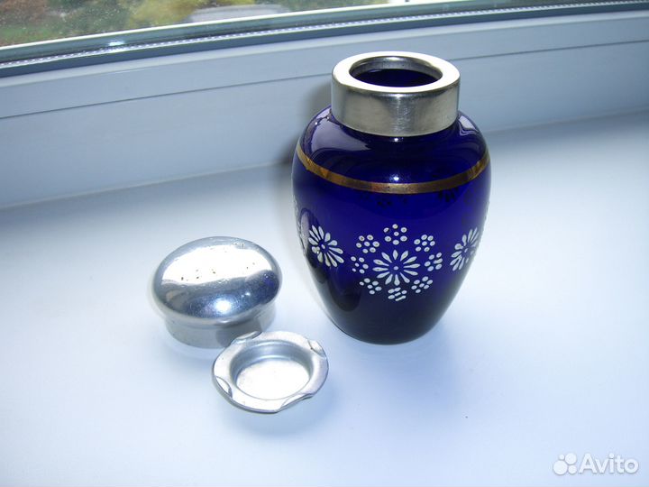 Чайница синее стекло