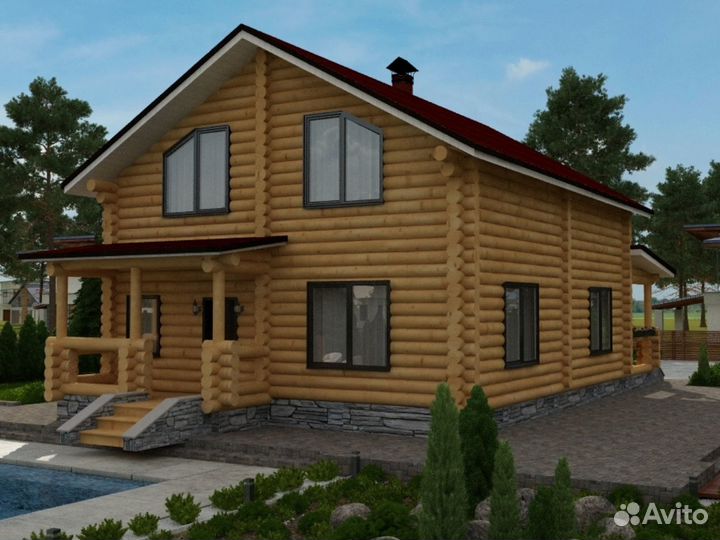 Сруб дома из бревна 210м2. Проект 