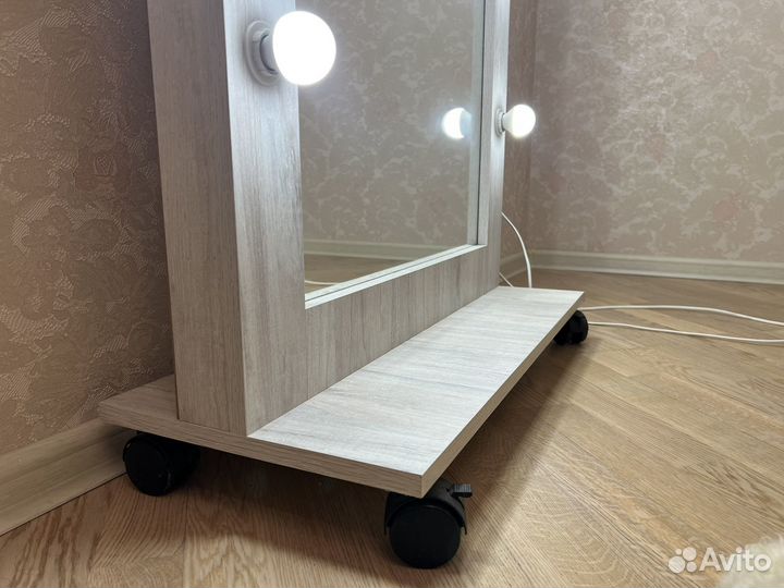 Зеркало напольное гримерное серое с подсветкой