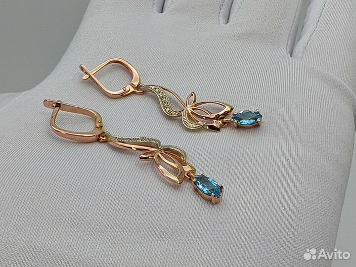 Пара серёг 585 пробы с бриллиантами. Рассрочка