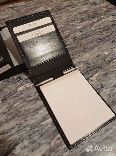 Кожаный блокнот, обложка А6, сменный блок и ручкой