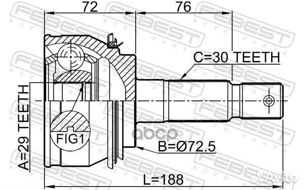 ШРУС toyota hilux III 2.5D-3.0D 05- нар. 0110-0