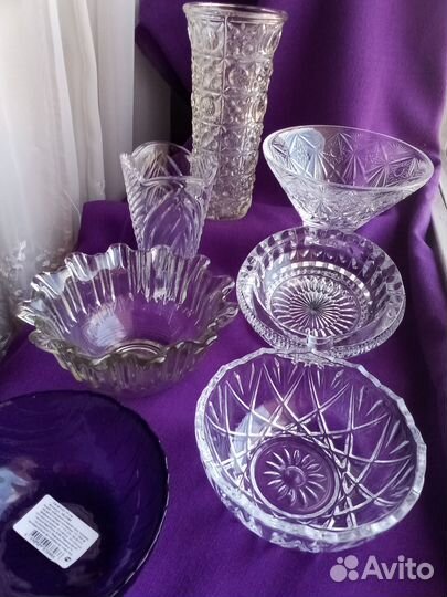 Хрусталь, стекло, ваза, салатник
