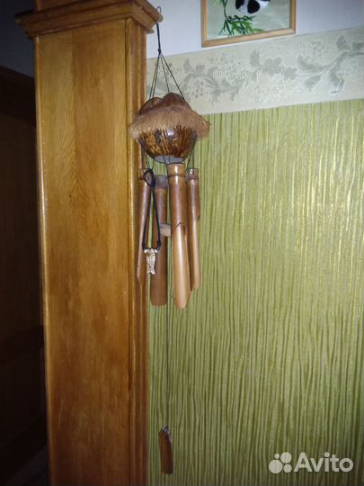 Музыка ветра африки обьёмное панно кокос и бамбук