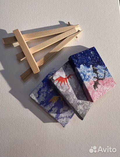 Картина акрилом на мини холсте