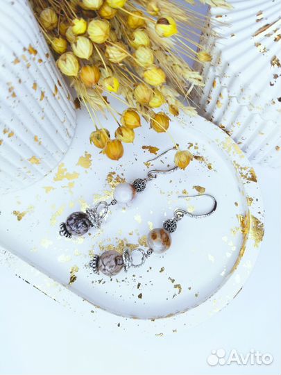 Серьги с натуральными камнями