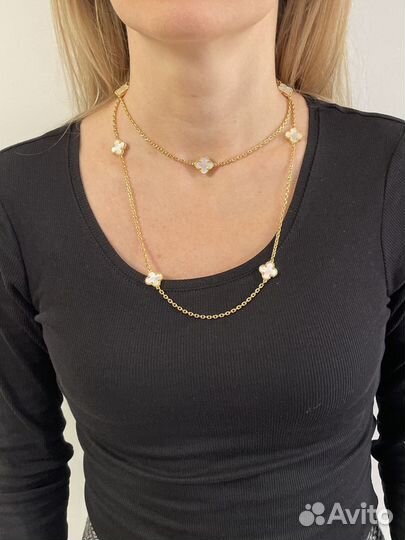 Длинное колье перламутр