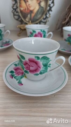 Сервиз кофейный ручная роспись. винтаж