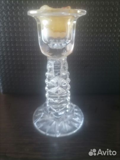 Подсвечник лев СССР хрусталь ручная работа