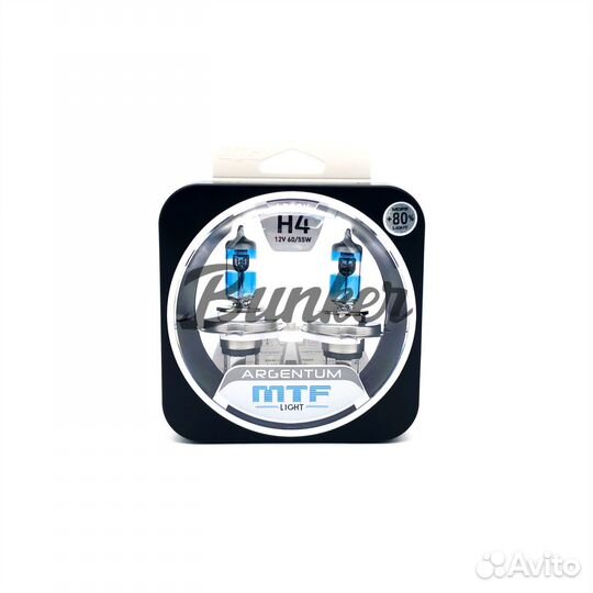 Автолампы MTF Н4 12V 55w Argentum+80 4000K