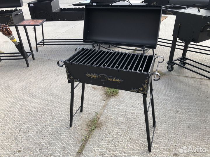 Мангал с печью под казан из стали 5мм гриль