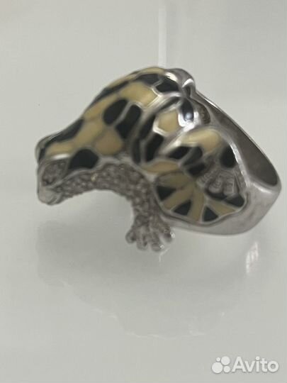 Кольцо лягушка серебро