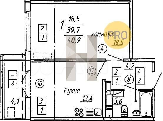 1-к. квартира, 41 м², 16/17 эт.