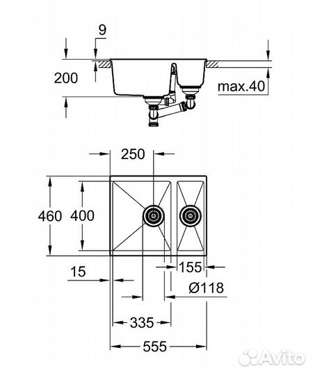 Кухонная мойка Grohe K500 56 31648AP0 Черный гран