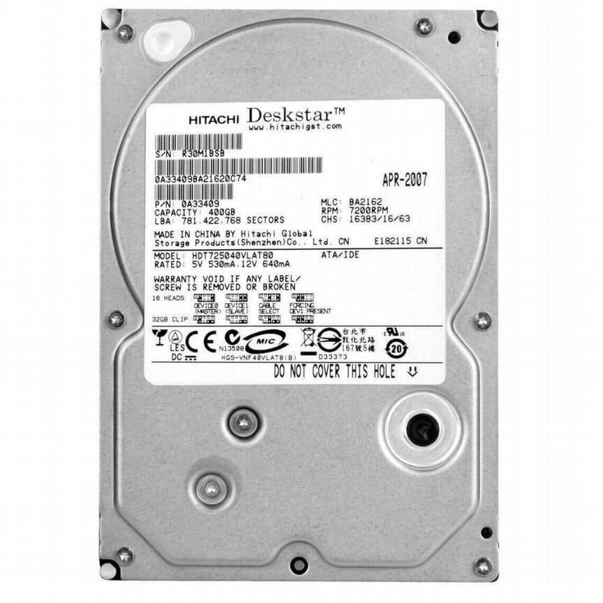 [HDT725040VLAT80] Жесткий Диск Hitachi 400gb Ide 3.5 Hdt725040vlat80