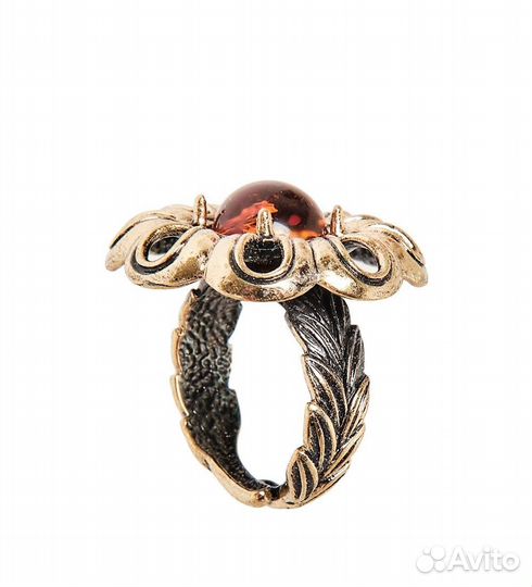 Кольцо Василек (латунь, янтарь) A2161261
