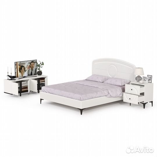 Мебель для спальной комнаты Валенсия № 11, цвет белый шагрень/чёрный