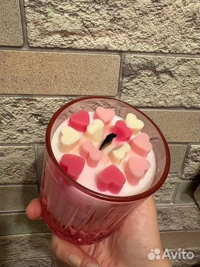 Ароматическая свеча ручной работы сердечки