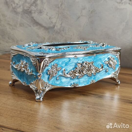 Винтажная настольная салфетница, голубой