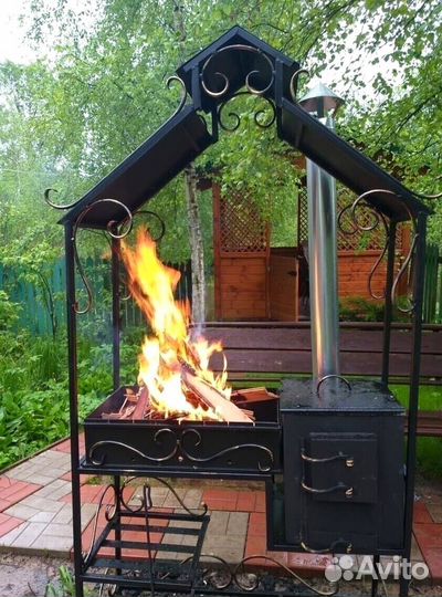 Мангал с печкой под казан