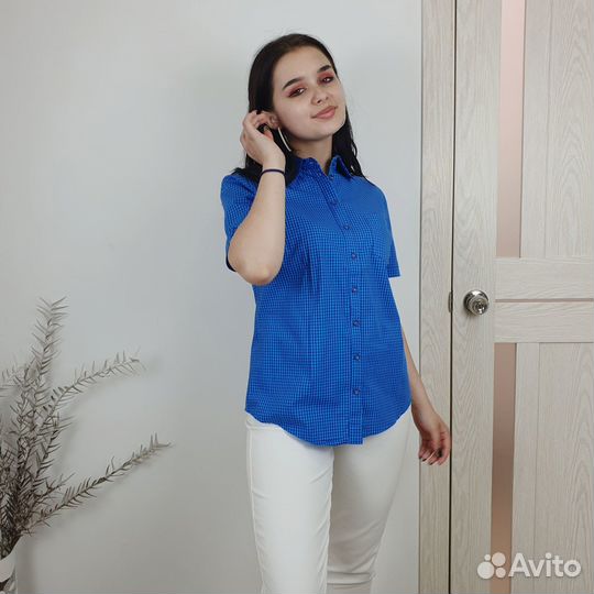 Кофта в клетку короткий рукав