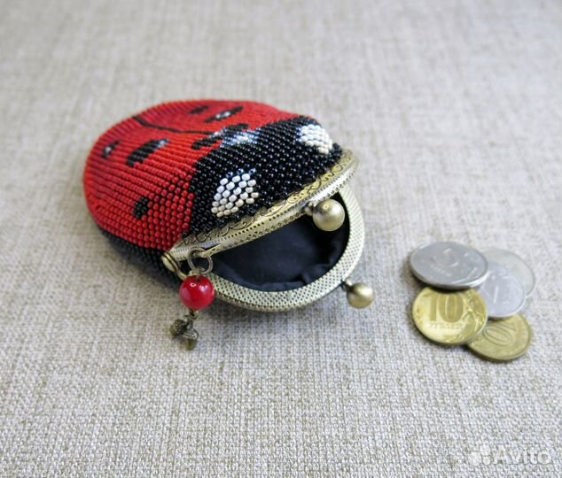 Кошелек-монетница Божья коровка красная