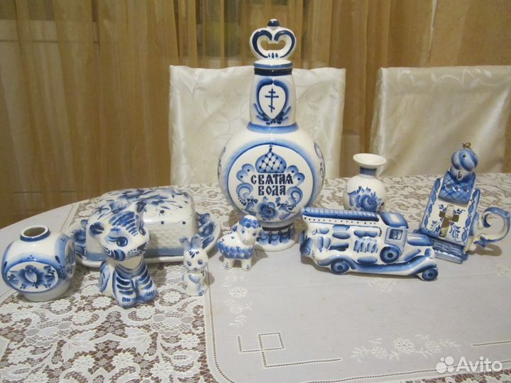 Посуда,статуэтки животных гжель,подсвечник