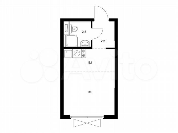 Квартира-студия, 20,1 м², 16/24 эт.