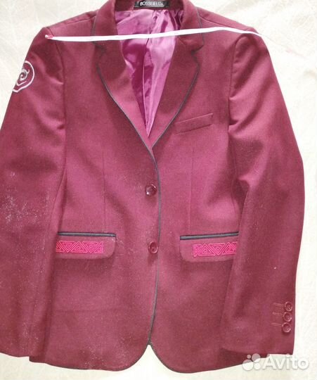 Пиджак школьный бордовый 134