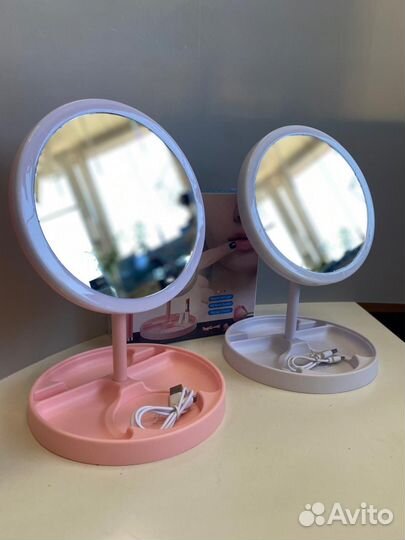 Зеркало с подсветкой настольное для макияжа 18см