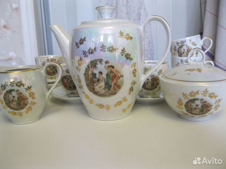 2 сервиза Мадонна, чай и кофе, Кольдиц из гдр