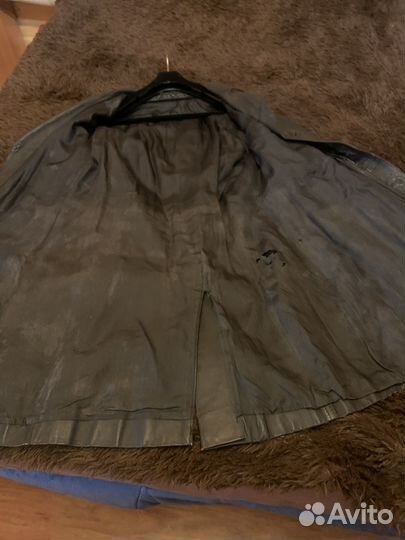 Винтажный мужской кожаный плащ