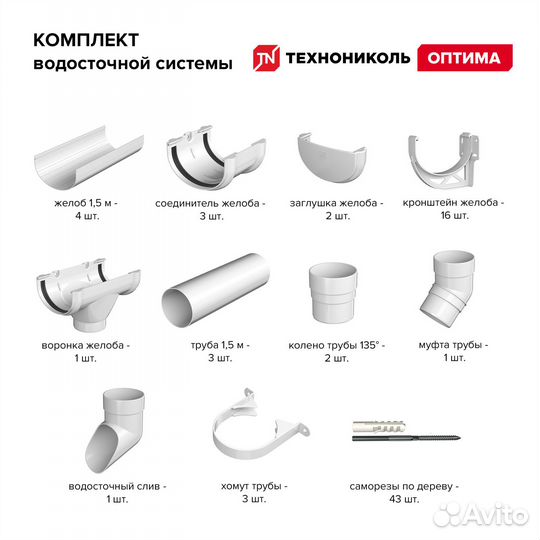 Водосточная система пвх Технониколь Оптима на 6м