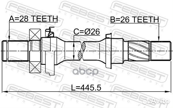 Полуось правая 26x445x28 0512-DC5 Febest