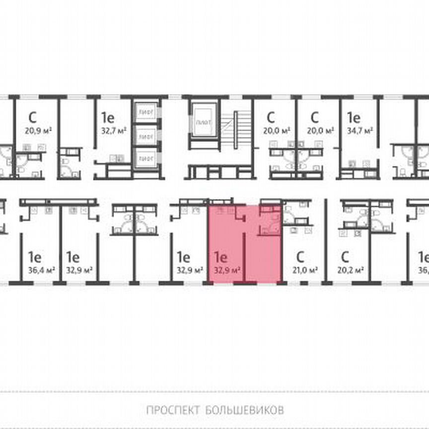 1-к. квартира, 32,9 м², 6/25 эт.