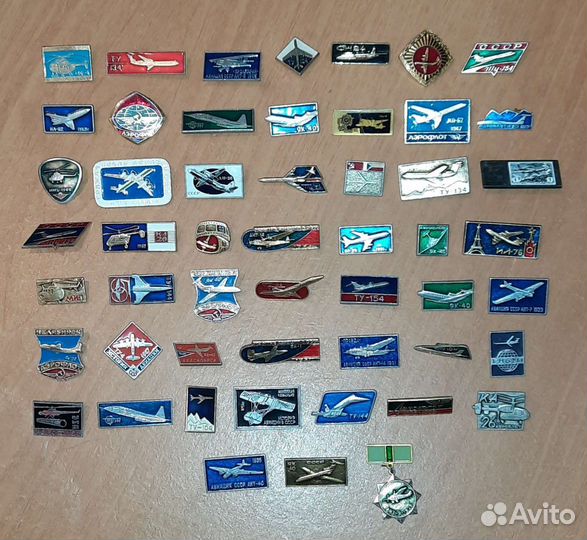 Значки по теме Гражданская авиация, СССР, 50 штук