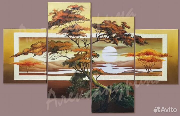 Картина модульная маслом на холсте