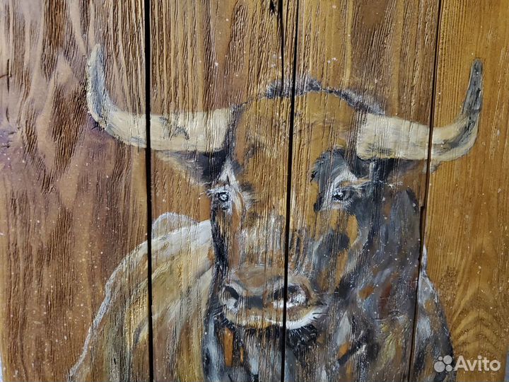 Картина на старых амбарных досках 
